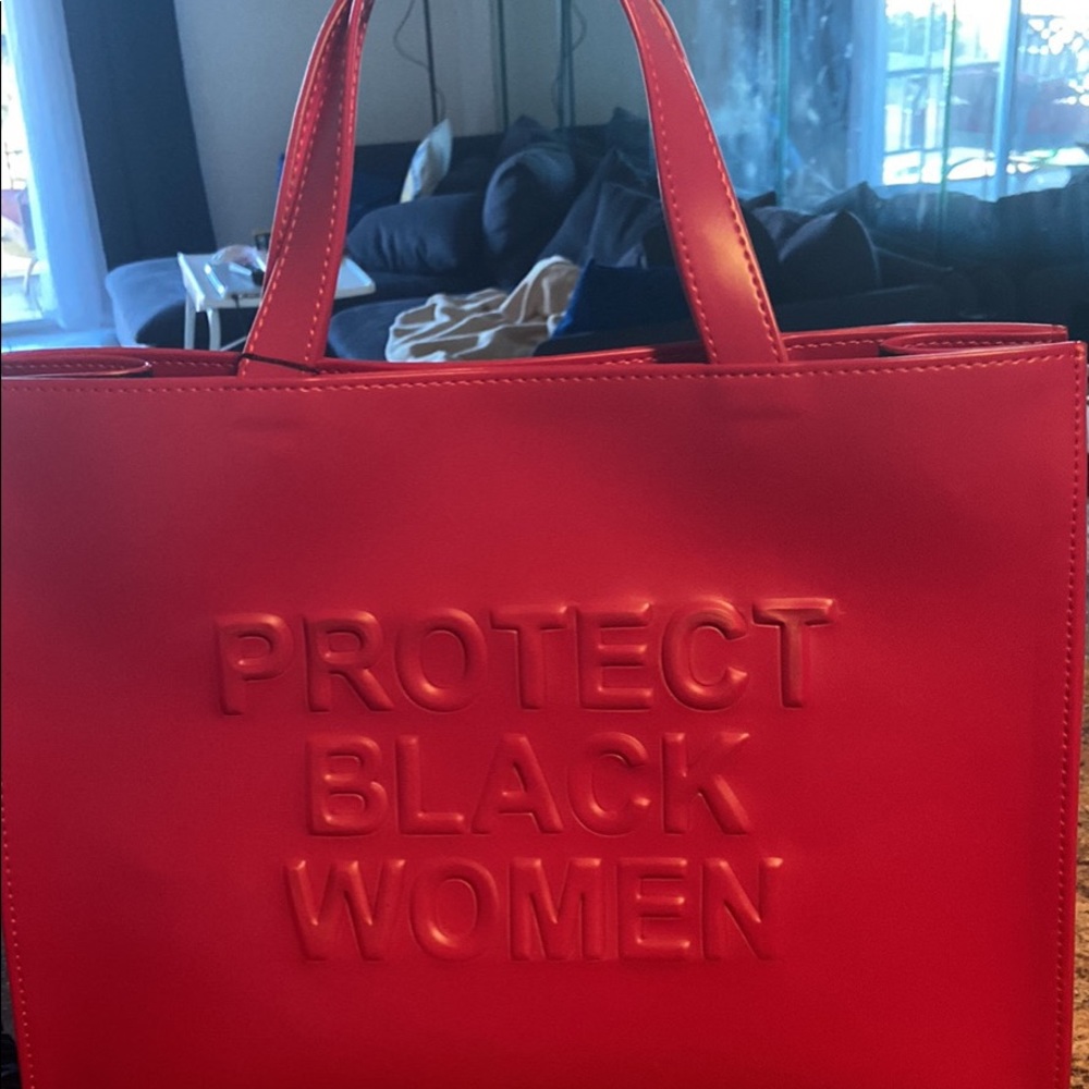“PROTECT BLACK PEOPLE” Vegan Leather Bag (Red/Burgundy)